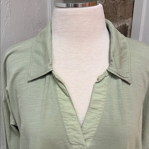 Faherty Women's Sunwashed Polo Mint Green Long Sleeve Organic Cotton Size Large - Picture 3 of 16